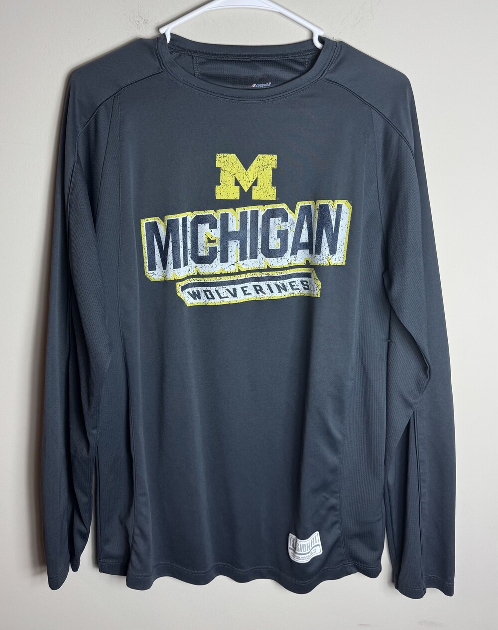 Majestic Fusion Fit Michigan Wolverines Long Sleeve Shirt Gray